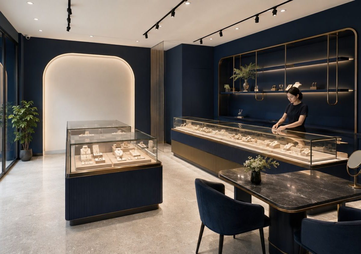 Showroom MiA Jewelry — khu trưng bày và bàn tư vấn trang sức